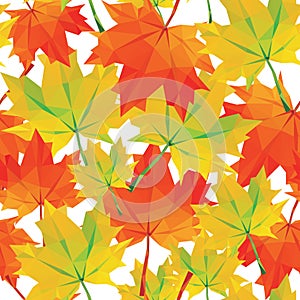 low-poly background polygonal pattern autumn maple leaves seamless texture