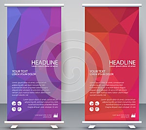 Low poly Banner Vertical, polygonal Modern Background natural gradient Wallpaper Business, Roll Up Standee Office, Company, Modern