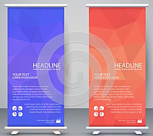 Low poly Banner Vertical, polygonal Modern Background natural gradient Wallpaper Business, Roll Up Standee Office, Company, Modern
