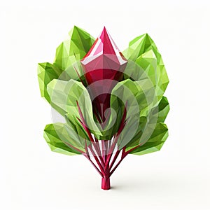 Low Poly Beet Rooted Plant Vector Illustration In Kazuki Takamatsu Style