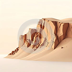 Low Poly Beige Cliff Desert Landscape