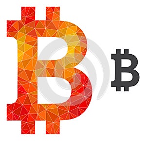 Vector Polygonal Bitcoin Icon with Fire Gradient