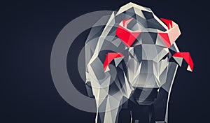 Low poly buffalo with red horns