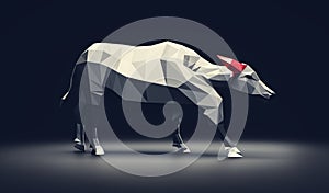 Low poly buffalo with red horns