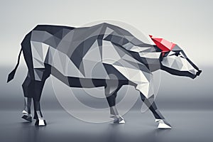 Low poly buffalo with red horns