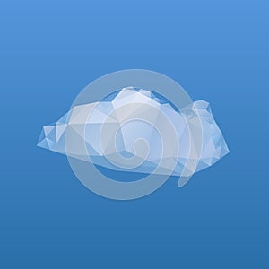 Low poly cloud on blue background, vector art