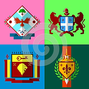 Low poly coat of arms set