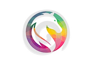 Low Poly and Horse head logo design vector illustration