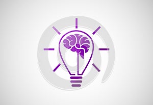 Low Poly Human Mind Brain logo design, Vector illustration