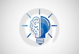 Low Poly Human Mind Brain logo design, Vector illustration