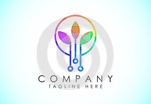 Low Poly Creative Leaf Technology Logo Design Template, Green Technology Logo Designs Concept