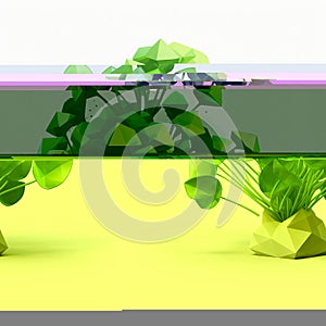 Low Poly Cress Plant Illustration: Crystalcore Style