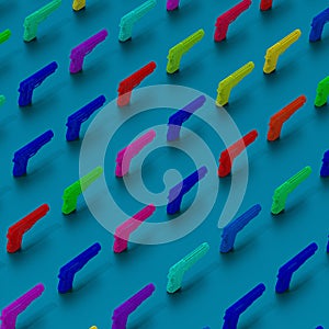 Low poly 3d guns illustration pattern