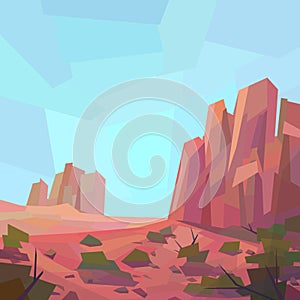 Low poly desert landscape