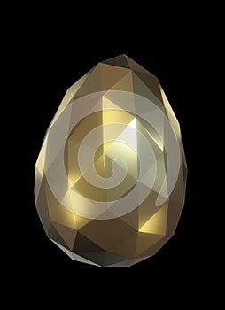 Low poly Easter egg in gold color