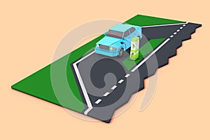 Low poly electric car charging battery