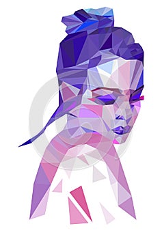 Low poly fashion girl. Beauty salon, spa concept