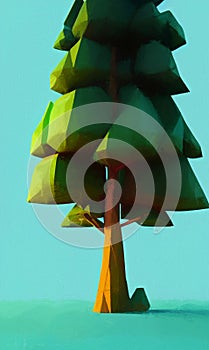 Low poly fir tree - digital painting