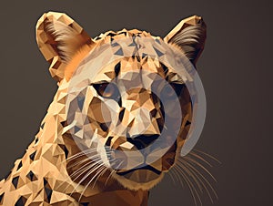 Low poly gepard portrait, AI generated