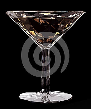 Low poly glass of vermouth or cocktail on black background