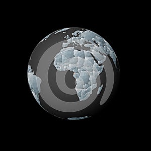 Low poly globe centered to Equatorial Guinea.