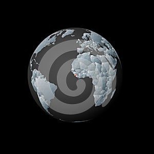 Low poly globe centered to Sierra Leone.
