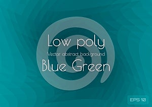Low poly green blue abstract background in the form of spiraling polygons. Geometric triangulation with space for text, suitable