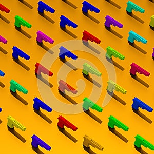 Low-poly guns 3d rendered illustration