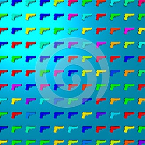 Low-poly guns rendered illustration pattern