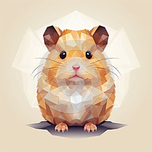 Low Poly Hamster Portrait: Surreal, Vector Illustration