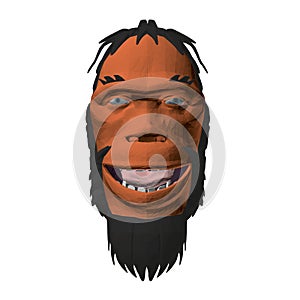 Low poly head of a Neanderthal man. Polygonal head of a prehistoric man. Front view. 3D. Vector illustration