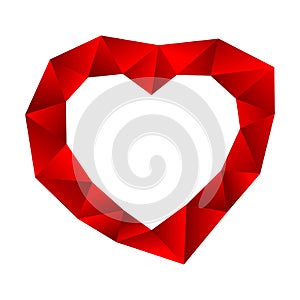 Low poly heart on white background