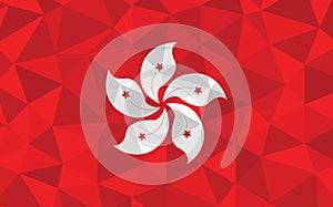 Low poly Hong Kong flag vector illustration. Triangular Hongkonger flag graphic. Hong Kong country flag is a symbol of