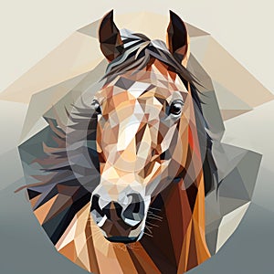 Low Poly Horse Portrait In Surreal Style