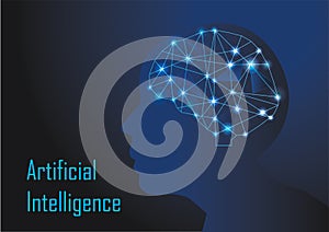 Low Poly Human Brain For AI Technology Concept