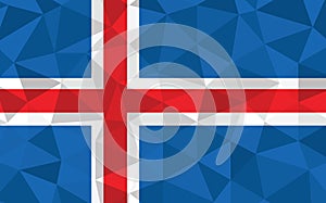 Low poly Iceland flag vector illustration. Triangular Icelander flag graphic. Iceland country flag is a symbol of independence