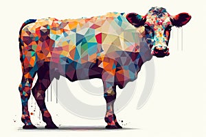 Low poly illustration of a cow. Geometric design. Vector illustration. AI generated animal ai