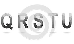 Set of vector polygon letters with shadow from Q to Z fontU.