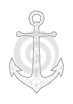 Low poly illustrations of boat anchor vector illustration. Good for room decorating or other requirements.