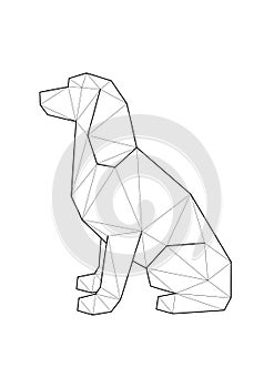 Low poly illustrations of dogs. Cocker Spaniel sitting.