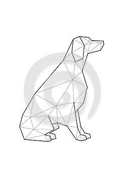 Low poly illustrations of dogs. English Setter sitting.