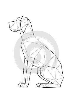 Low poly illustrations of dogs. Great Dane sitting.