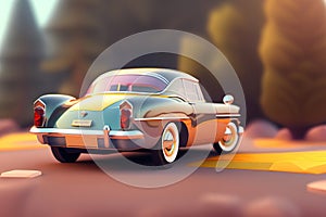 Low poly:isolated beautiful retro car close up ,generated AI