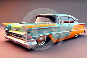 Low poly:isolated beautiful retro car close up ,generated AI