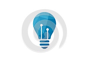 Low Poly and Light Bulb logo design, Vector design concept