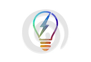 Low Poly and Light Bulb logo design, Vector design concept