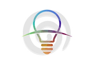 Low Poly and Light Bulb logo design, Vector design concept