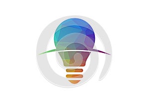 Low Poly and Light Bulb logo design, Vector design concept