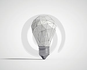 Low poly light bulb on white background