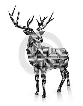 Low poly line-art stag illustration.
